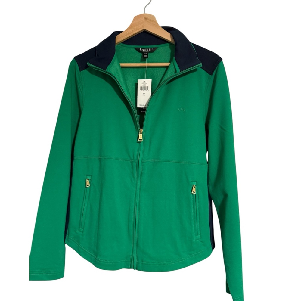 Ralph Lauren LRL Active Track Zip Up Jacket Green Navy - Picture 4 of 6